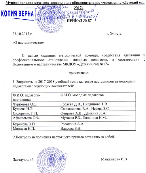 Положение о наставничестве в доу 2022 образец