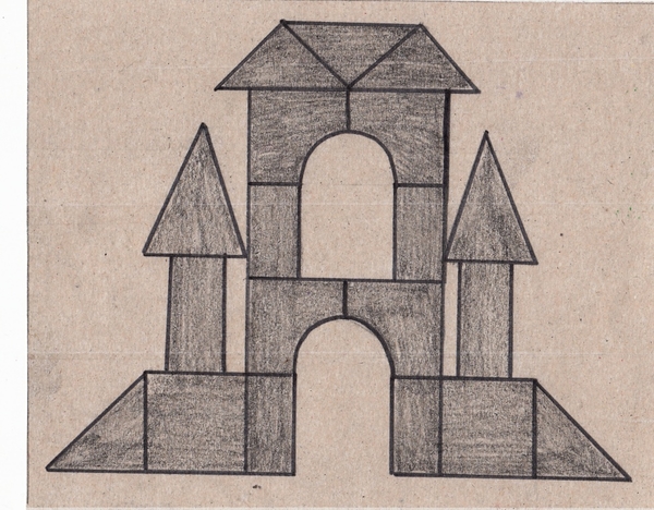 Здание рисунок из геометрических фигур